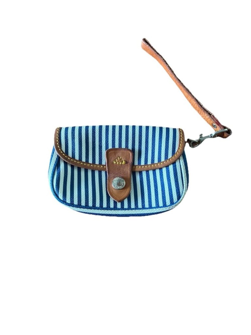 Vintage Dooney And Bourke Blue White Stripe Wristlet Purse